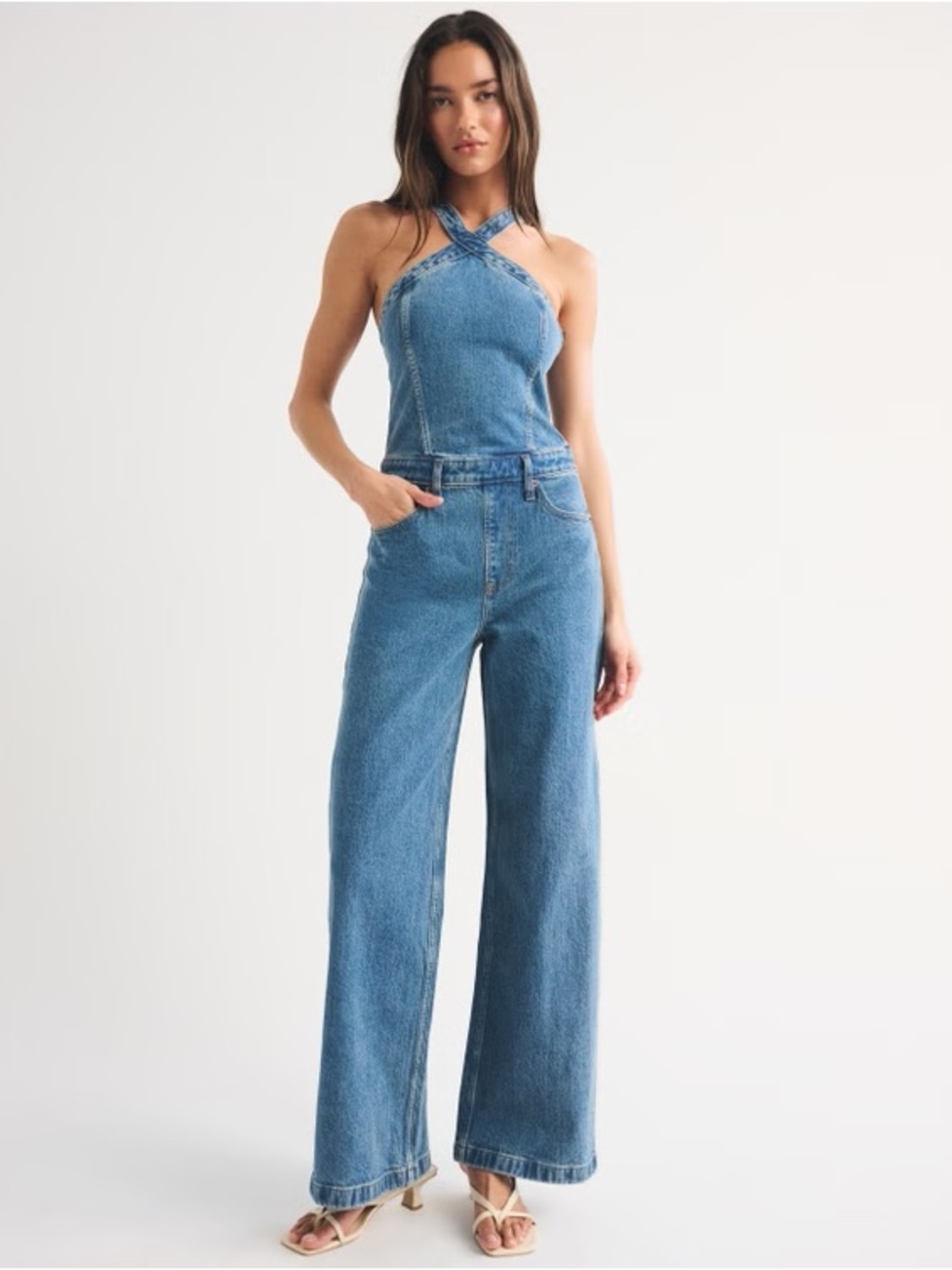 Abercrombie & Fitch Halter Denim Jumper